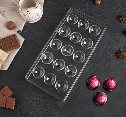 Форма для конфет и шоколада «Полусфера», 28×14 см, 15 ячеек, прозрачная